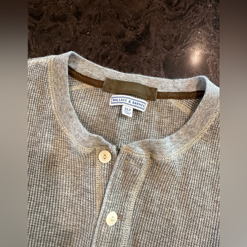 J Crew Wallace & Barnes Mens Thermal Knit Long Sleeve Henley Shirt